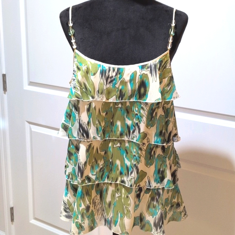 NWOT Lapis Women's Multicolor Ruffle Spaghetti Adjustable Strap Camisole Top